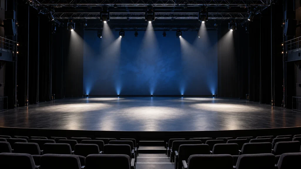 Illustrative 16-bit moving head control rehearsal or planning scene