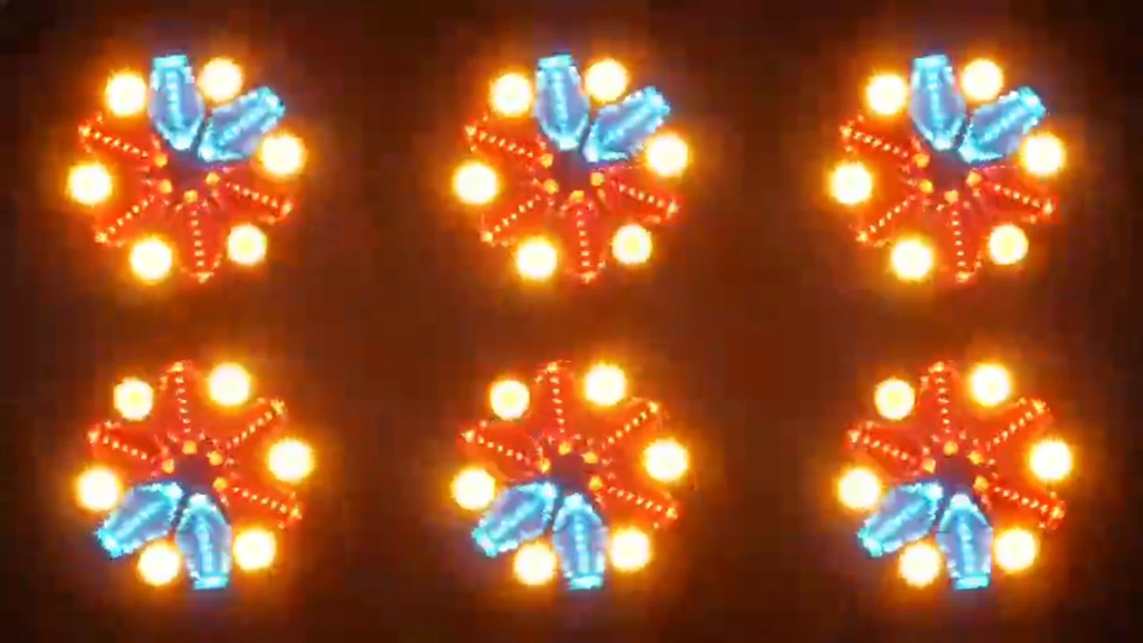 Supplied Ferris Wheel Retro demonstration with amber-looking circles and blue and red radial segments