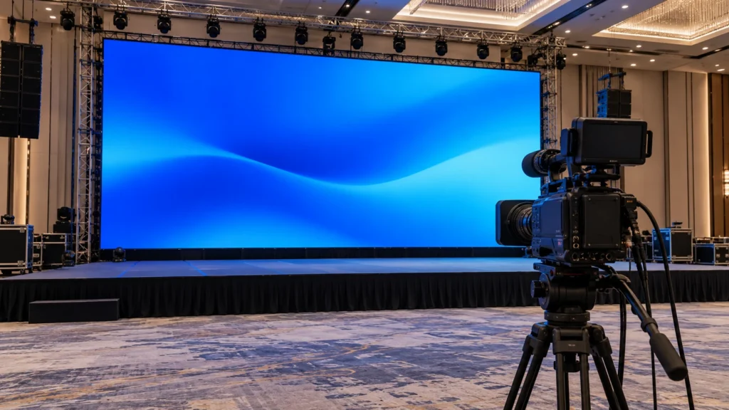 Illustrative event setup for an LED screen refresh rate camera check