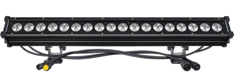 18x10W RGBW IP65 Wall Wash Bar eighteen-lens RGBW LED wall wash bar with mounting brackets and attached cables