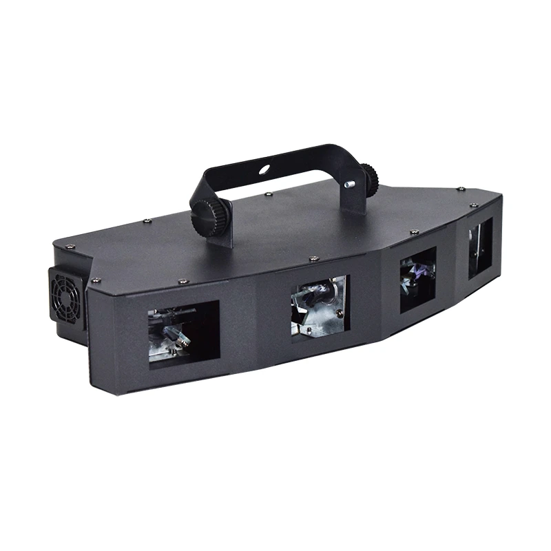 Four-Eye Fan-Shaped RGB Laser Light angled front view of fan-shaped four-eye RGB laser light
