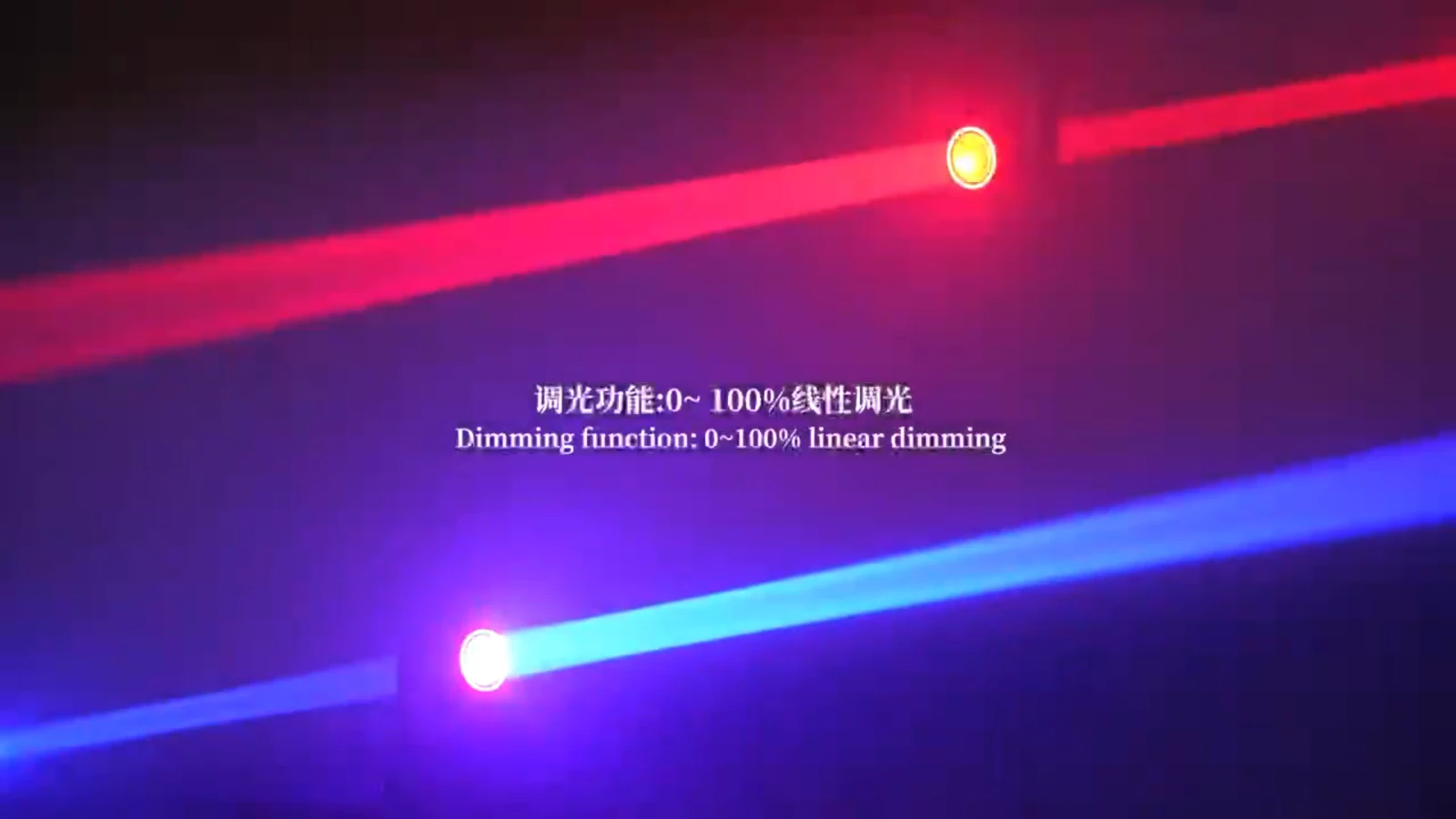 Red and blue beams in the RG-218 dimming demonstration