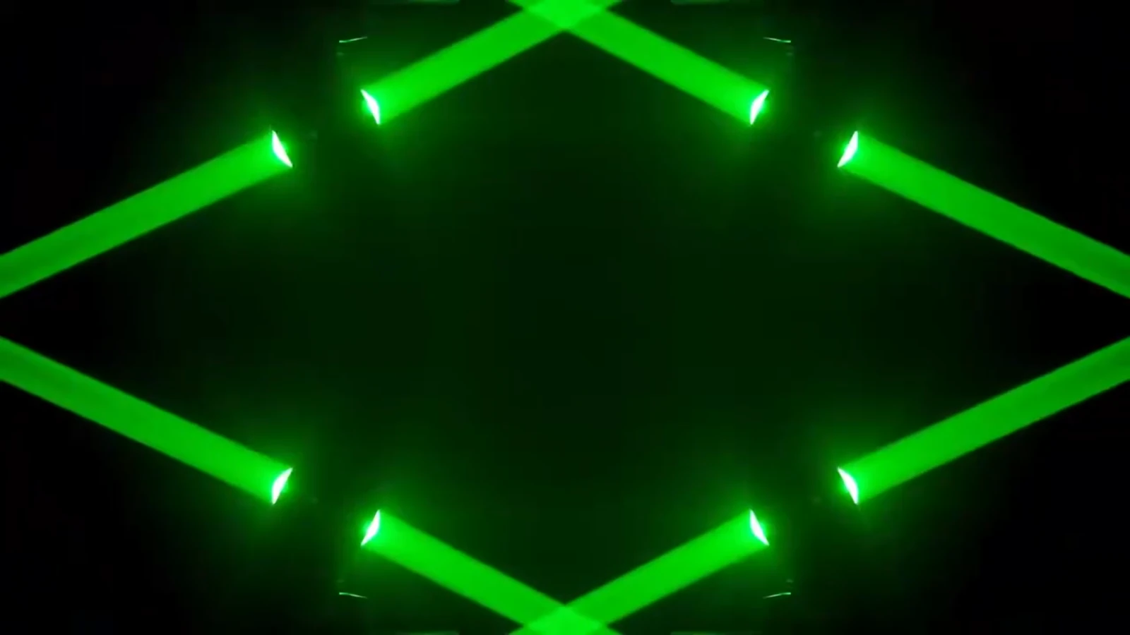 Green beam sequence from RG-218 fixtures in a demonstration collage