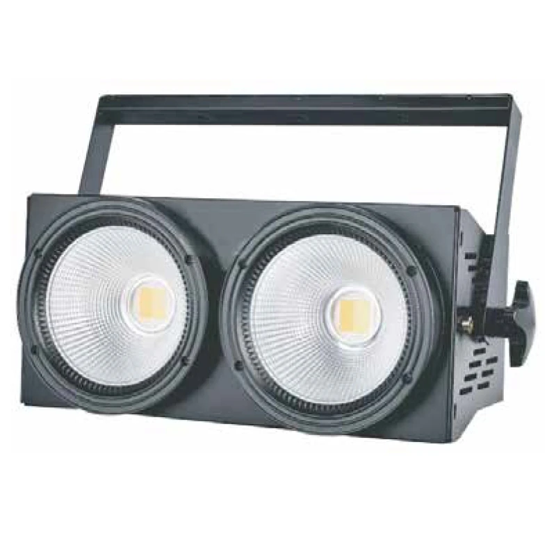 200W 2-Head COB LED Blinder Light two-head COB blinder with reflector cups and mounting bracket