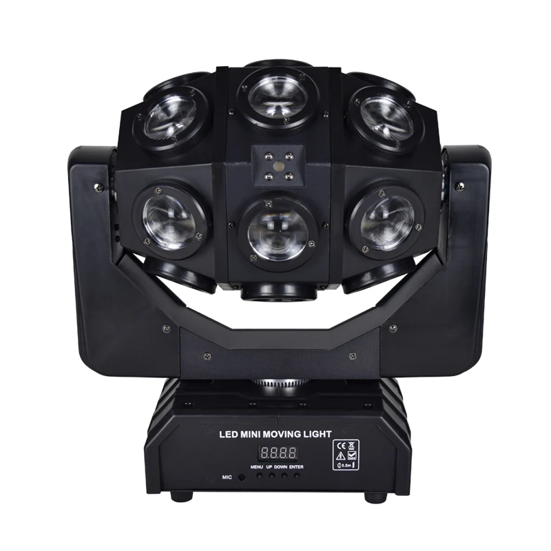 18x10W LED Beam Moving Head Light LED beam and laser moving head showing main lenses, laser aperture and display
