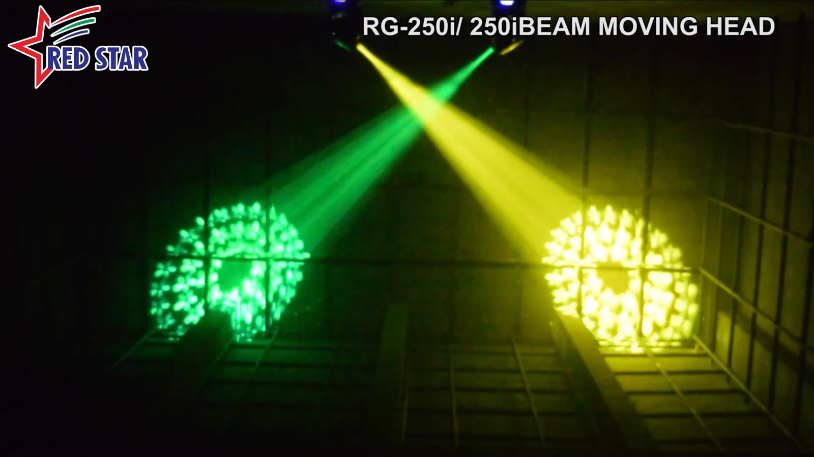 Green and yellow patterned beam projections from RG-250i