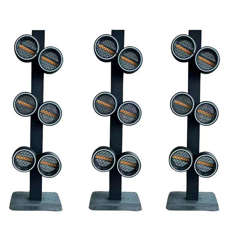 Three RG-257 fixtures with staggered six-head arrangements