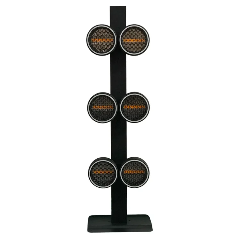 300W 6-Head Rotating Pixel Retro Light — Front view of one RG-257 six-head pixel retro light with three pairs of circular heads
