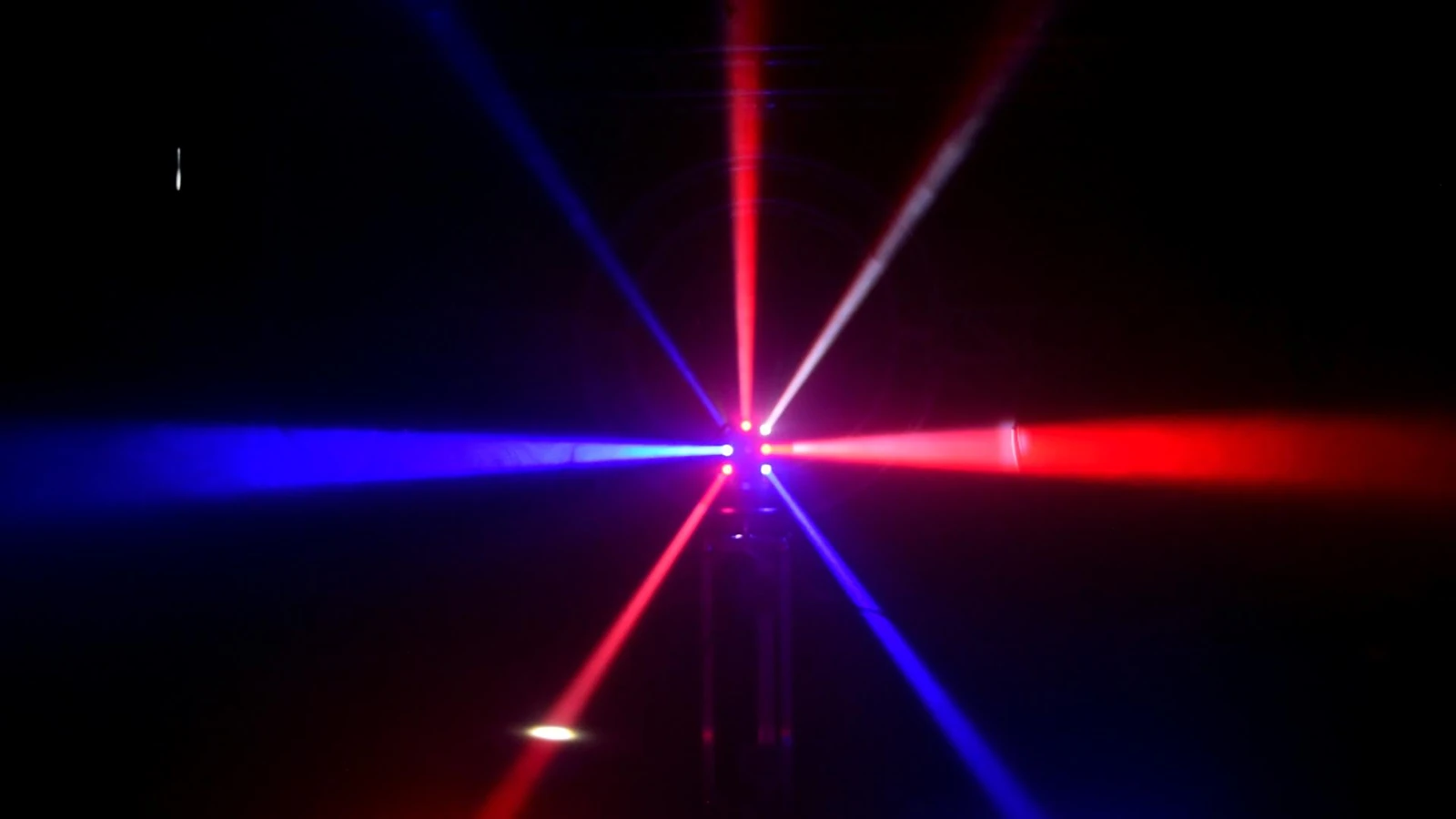 Red, blue and white radial beam demonstration