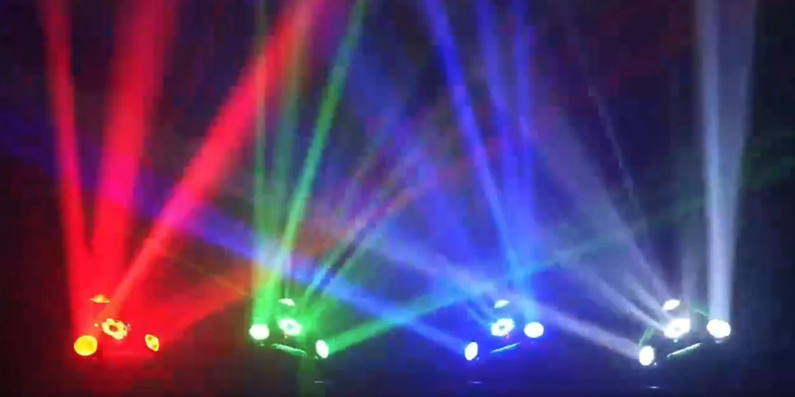 Supplied RG-290 demonstration showing red, green, blue and white aerial lighting scenes