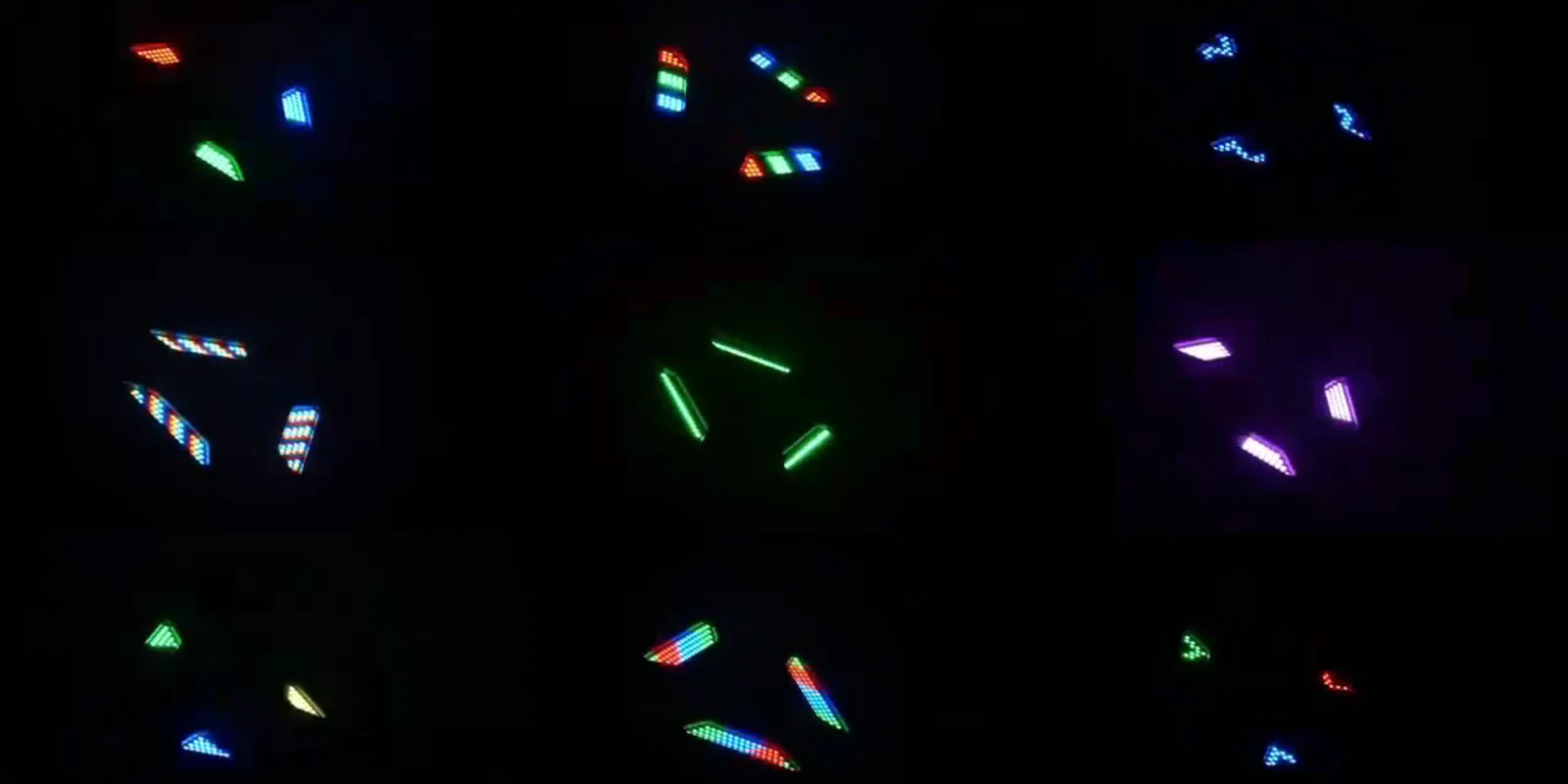 Supplied collage of RGB panel lighting scenes