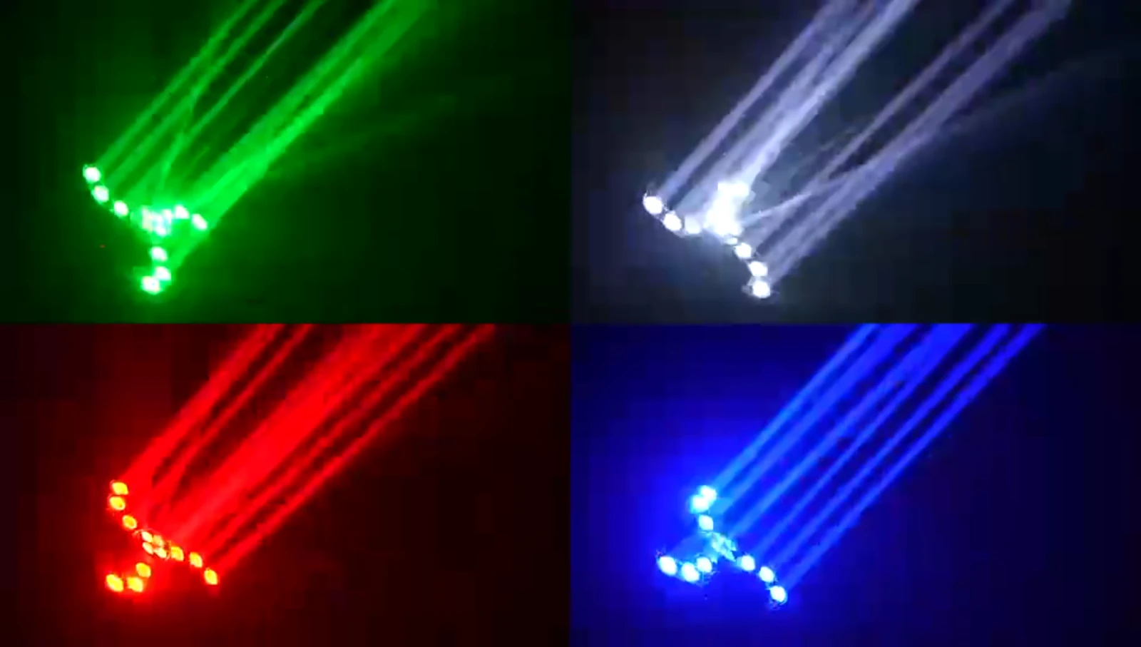Supplied green, white, red and blue beam demonstration collage