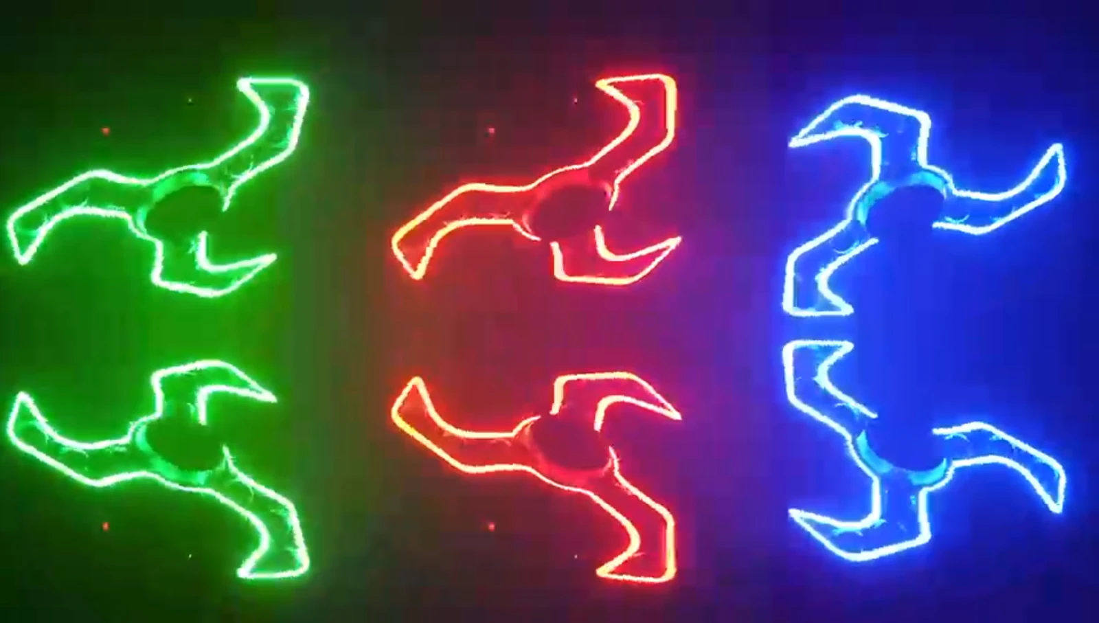 Supplied green, red and blue curved outline demonstration