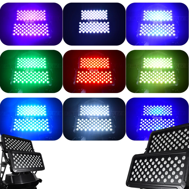 RG-302 supplied collage showing nine colored light demonstrations and product views