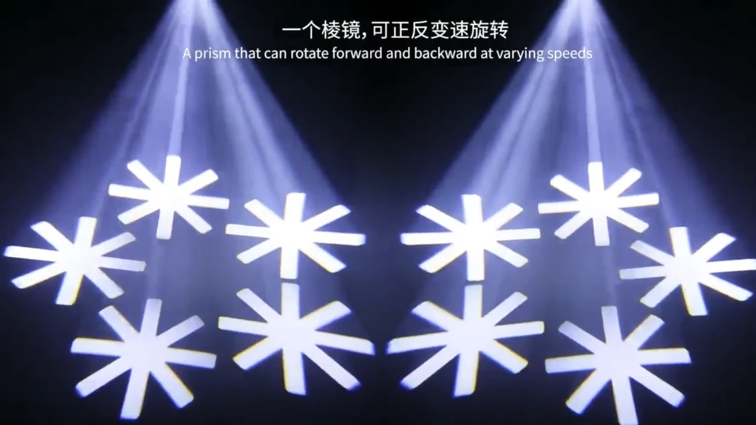 Prism demonstration showing repeated white gobo projections
