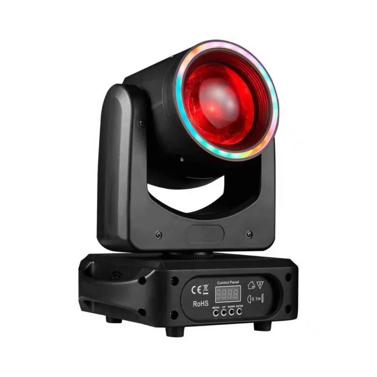 120W Ribbon Beam Moving Head ribbon beam moving head with central lens and illuminated RGB front ring