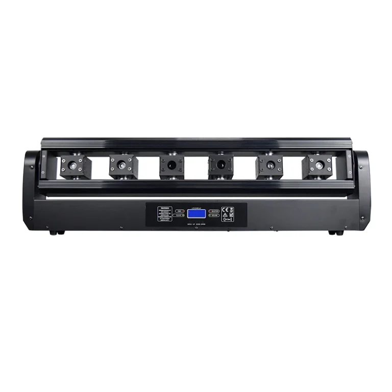 Six-Eye Rotating Red Laser Bar — Front view of RG-762 red laser bar with six laser heads and control display