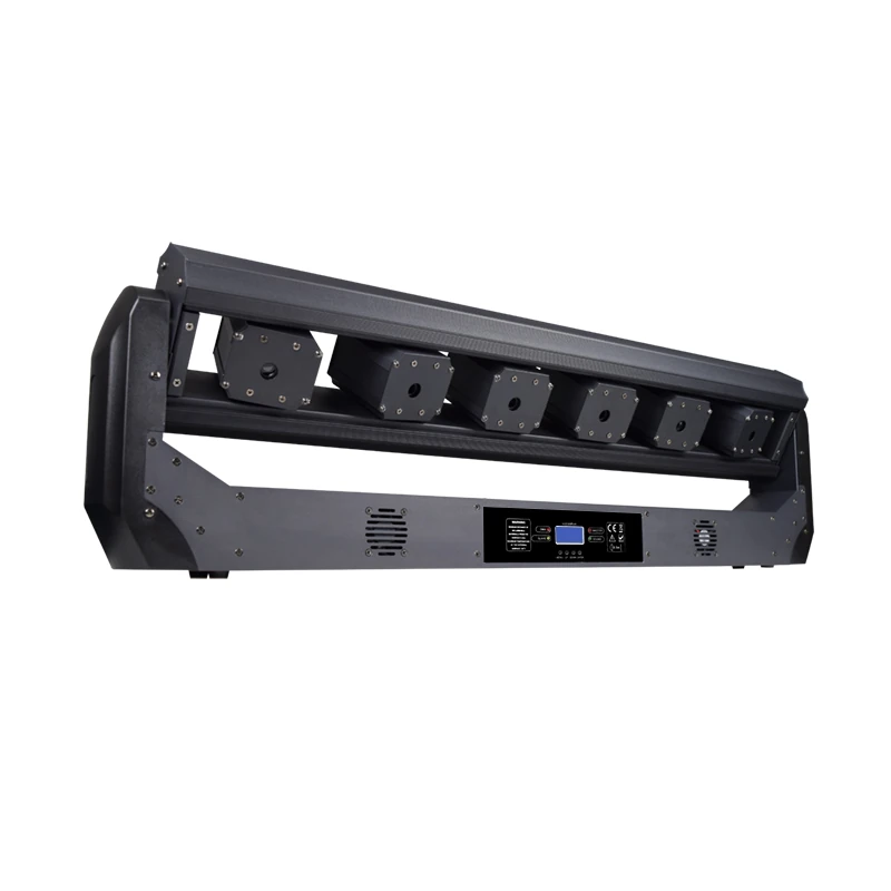 Six-Eye Rotating RGB Laser Bar — Angled front view of RG-762B RGB laser bar with six laser heads and control display