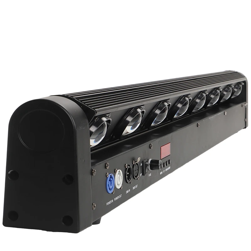 RG-763 RGBW moving beam bar with linear lenses, side supports and rear control panel